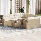 Maison Chic Seti vrtnega pohištva - Vrtna garnitura 9-delna z blazinami bež poli ratan, (21795828) | Shoptok.si