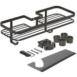 Metaltex Mat črna jeklena kopalniška polica z namestitvijo brez vrtanja Lava – | Shoptok.si