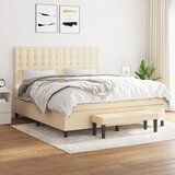  The Living Store Box spring postelja z vzmetnico krem 180x200 cm blago - Box Spring Postelja, (21458217) | Shoptok.si