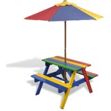 vidaXL Dječji stol &amp; klupe za piknik sa suncobranom četiri boje | shoptok.hr