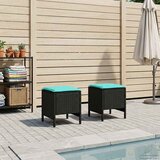  Vrtni otoman 2 Komad Crna i Tirkizna 38 x 38 x 45 cm PE ratan | shoptok.hr