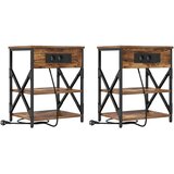  Noćni ormar s policom 2 pcs Dimljeni hrast 41 x 31 x 51 cm | Eponuda.com