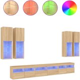  7-dijelni set zidnih TV ormarića LED boja hrasta sonome | shoptok.hr