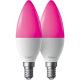 Tapo L430C (2-PACK) Smart Light Bulb, Multicolor, B38 bulb, E14 base, 220-240 V, 50/60 Hz, 8.6W, 16 Million Colors, 2500K-6500K, Brightness: 470 lm(Default 2700K), 40W Equivalent, Lifetime Up to 25,000hrs, 2.4 GHz Wi-Fi, Multicolor