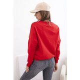 Kesi Women's sweatshirt with a V-neck and velvet leaf red | Shoptok.si