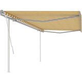 vidaXL Ročno zložljiva tenda s stebrički 5x3,5 m rumena in bela | Shoptok.si