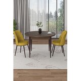 Hanah home trpezarijski set Tor, sto i 2 stolice, ploča u dekoru drveta Baroque, senf žuta tkanina Babyface Cene