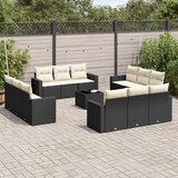  13-dijelni set vrtnih sofa s jastucima poliratan crni | shoptok.hr