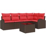 vidaXL Vrtna sedežna garnitura 6 pcs Rjava in rdeča Poly ratan, (5000022270) | Shoptok.si