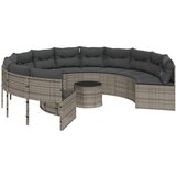 Maison Chic Vrtni kavč - Zunanji kavč z mizo in blazinami okrogel siv poli ratan, (22043945) Cene