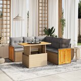 The Living Store Vrtna sedežna garnitura 6-delna z blazinami bež poli ratan - Vrtna Sedežna Garniture, (21477377) Cene
