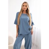 Kesi Włoski Cotton set blouse + trousers light denim | shoptok.hr