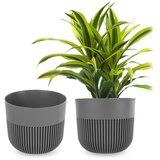 KADAX cvetlični lonec, pokrov za cvetlični lonec, 17 cm, plastika, okrogel, rebrast, siv, (5000353375) | Shoptok.si