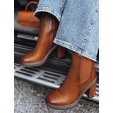 DStreet Botki damskie STYLOBOOT na grubym obcasie kamelowe | shoptok.hr