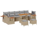 vidaXL 10-delna vrtna sofa garnitura z blazinami Bež Poliratan Akacija | Shoptok.si
