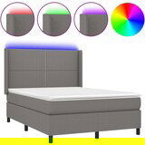  Box spring postelja z vzmetnico LED temno siva 140x200 cm blago, (20727266) | Shoptok.si