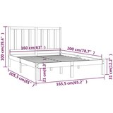  Za krevet od masivne borovine sivi 160 x 200 cm | shoptok.hr