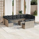 vidaXL 13-dijelni set vrtnih sofa poliratan s jastucima svijetlosivi Cijene