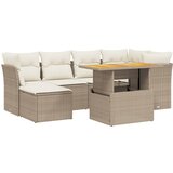 Maison Chic Seti vrtnega pohištva - Vrtna garnitura - Vrtni pohištvo set 7-delna z blazinami bež poli ratan, (21808457) | Shoptok.si