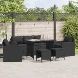 Maison Chic Seti vrtnega pohištva - Vrtna garnitura - Vrtni pohištvo set 6-delna z blazinami črna poli ratan, (21805175) | Shoptok.si