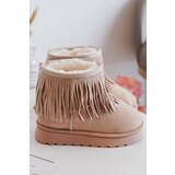 Boto Fleece-Lined Snow Boots with Decorative Fringes for Kids Beige Nimia' | ePonuda.com
