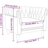  Fotelja Chesterfield smeđesiva od tkanine | shoptok.hr