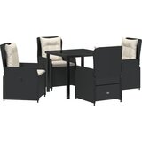 vidaXL 5-delna vrtnarska jedilna garnitura črn poli ratan, vrtnarska miza črna 80x80x73 cm kaljeno steklo | Shoptok.si