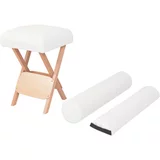  Zložljiv masažni stolček z 12 cm debelim sedežem 2 blazini bel
