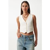 Happiness İstanbul Women's White Linen Short Vest Cijene