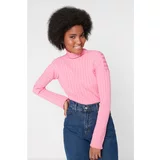 Trendyol Pink Padded Stand Up Collar Knitwear Sweater