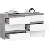 AKORD Cl100 Komoda, 6 Predalov, Beton/Bela, (5000332196) | Shoptok.si