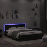  The Living Store Posteljni okvir z vzglavjem in LED črn 160x200 cm - Posteljni Okvir, (21523602) | Shoptok.si