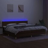  Box spring postelja z vzmetnico LED temno rjava 200x200cm blago, (20724207) | Shoptok.si