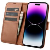 ICARER 2v1 usnjena preklopna torbica za iPhone 14 Pro Anti-RFID denarnica, rjava, (21522167) Cene