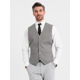 Ombre Men's jacquard casual vest without lapels - gray | Shoptok.si