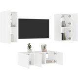 vidaXL Komplet TV omaric LED 4-delni bel inženirski les | Shoptok.si