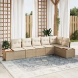 vidaXL 6-delni set vrtne sedežne garniture z blazinami Bež Poli ratan | Shoptok.si