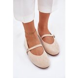 Boto Flat Ballerinas With Strap Eco Suede Beige Tirilina | Shoptok.si