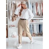 DStreet Spodnie damskie chinosy z paskiem TAILANDI latte | shoptok.hr