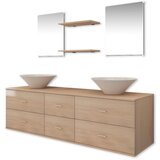  9-dijelni set kupaonskog namještaja, umivaonika i slavine bež | Eponuda.com