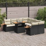  9-dijelni set vrtnih sofa s jastucima crni od poliratana bagrem | shoptok.hr
