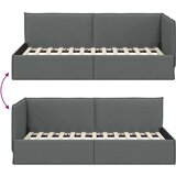 vidaXL Kotna postelja z vzglavjem Temno siva 100 x 200 cm blago | Shoptok.si