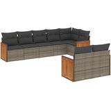  8-dijelni set vrtnih sofa od poliratana s jastucima sivi | shoptok.hr