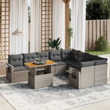 Maison Chic Seti vrtnega pohištva - Vrtna garnitura - Vrtni pohištvo set 10-delna z blazinami siv poli ratan, (21812096) | Shoptok.si