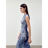 Reserved - Haljina od strukturirane tkanine - indigo | shoptok.hr