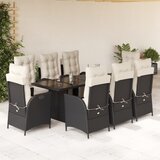 vidaXL 9-dijelni vrtni blagovaonski set s jastucima crni od poliratana | shoptok.hr