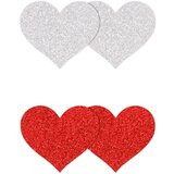 Ns Novelties Pretty Pasties Glitter Hearts Red Silver 2 Pairs Cene