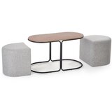  Komplet konferencijski stočić NILDO 90x45 cm + 2 tabureta braon/siva | Eponuda.com