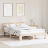 vidaXL Posteljni okvir z naslonom 150x200 cm iz trdega bora | Shoptok.si