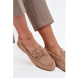 Boto Women's Loafers Flat Moccasins With Tie Beige Zalina | shoptok.hr